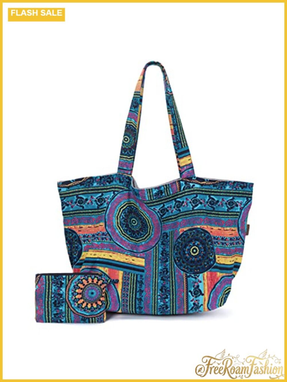 Canvas Satchel Handbag Large Capacity Bohemian Shoulder Tote